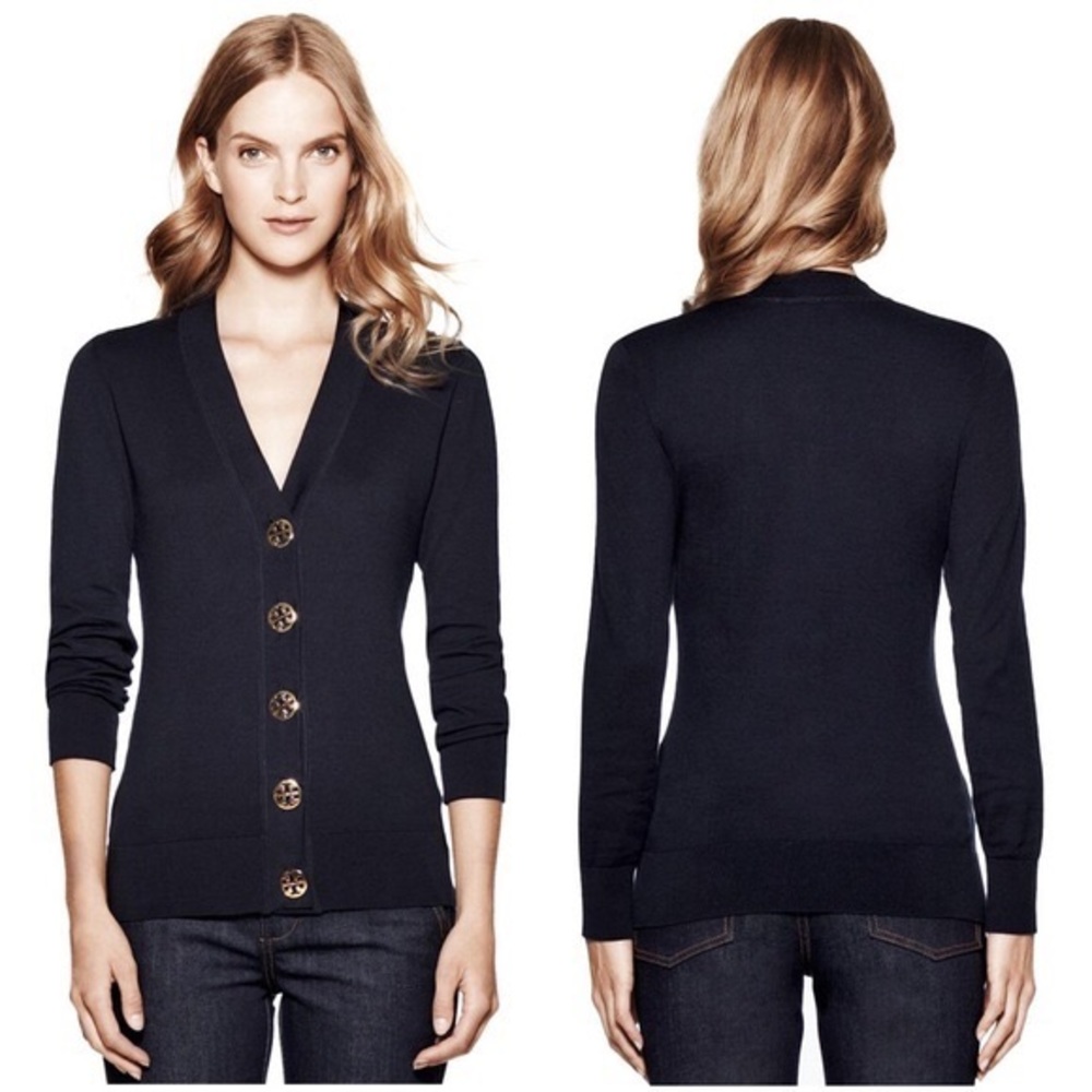 TORY BURCH NAVY L SIMONE CARDIGAN